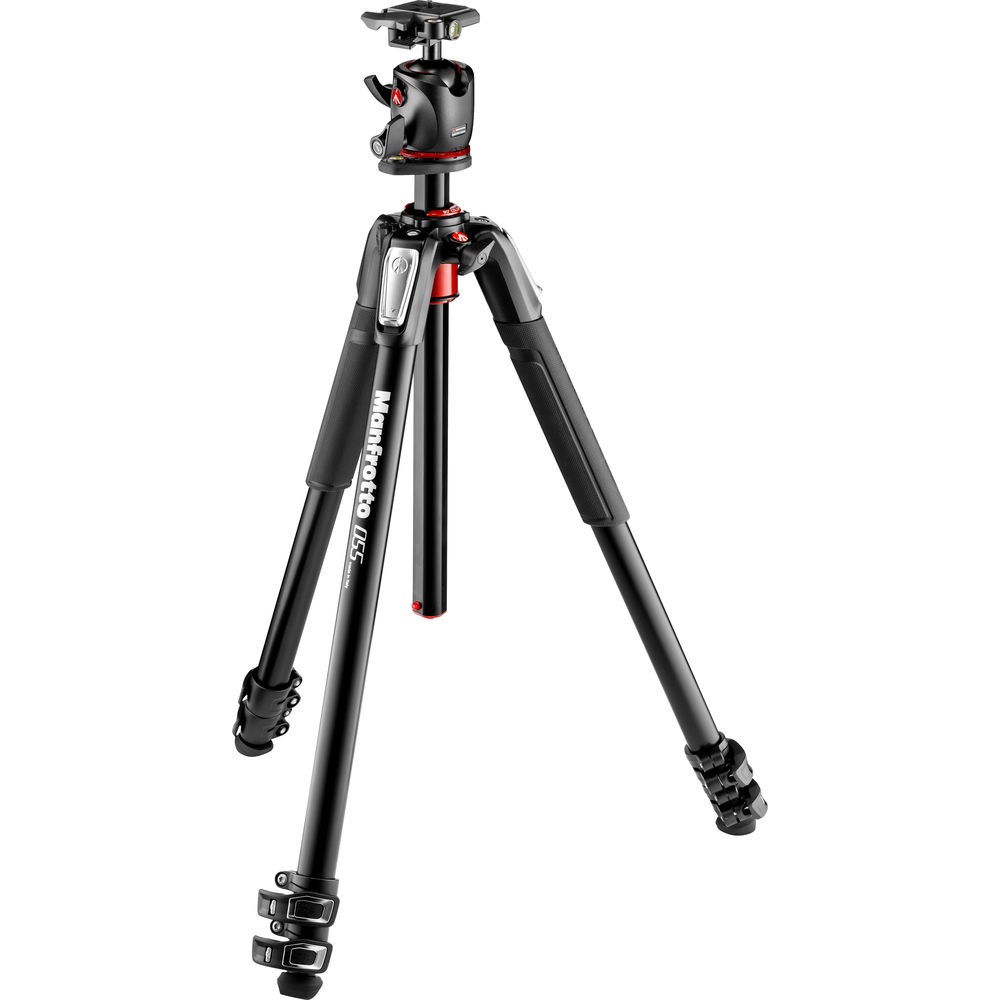 Bộ chân máy ảnh Manfrotto 055 Aluminium 3-Sections Tripod & Kit Ball Head Q2 Black (200PL plate)