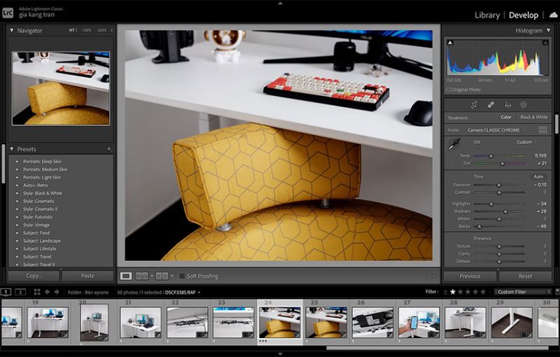 Giao diện Lightroom dễ sử dụng