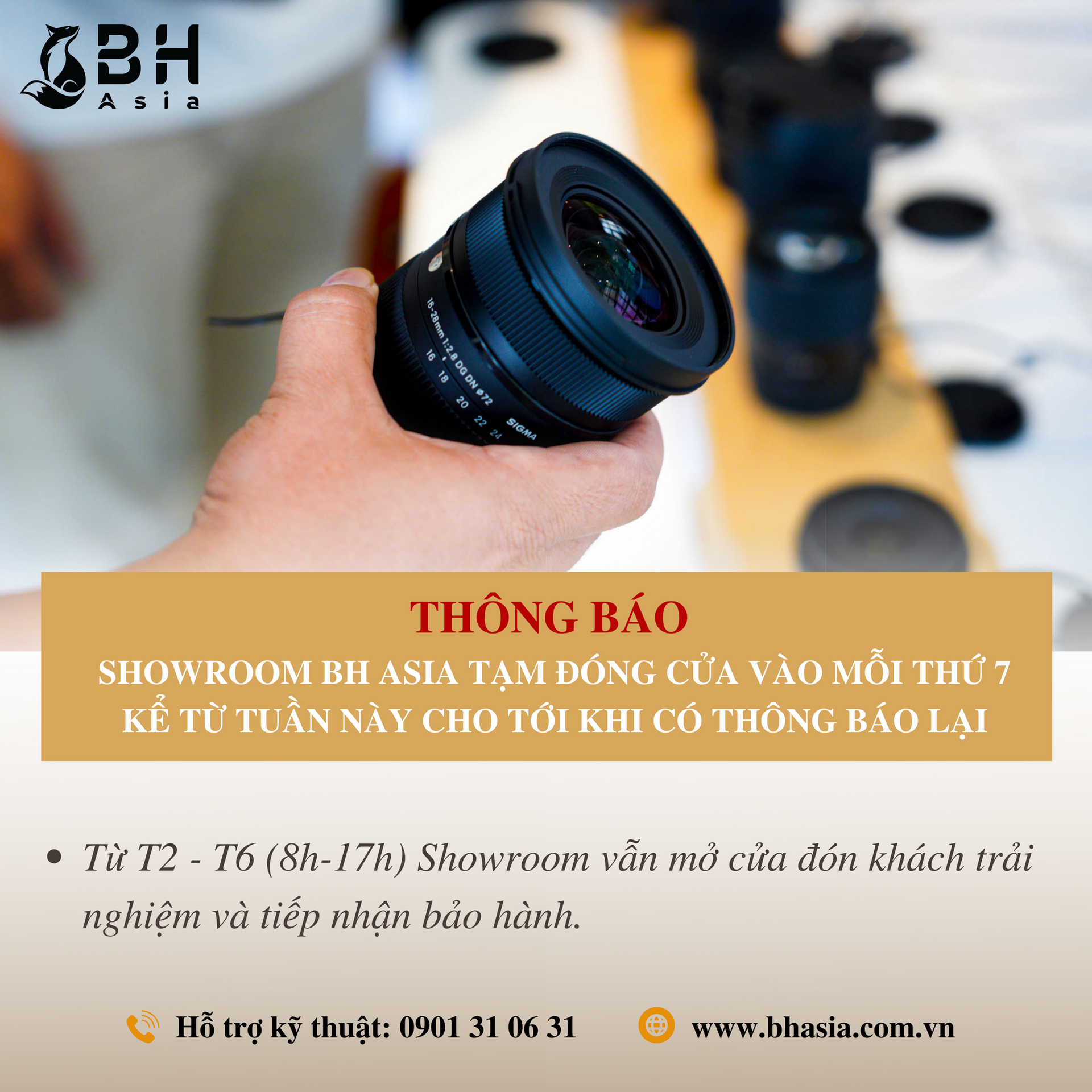 [THÔNG BÁO] SHOWROOM BH ASIA TẠM ĐÓNG CỬA THỨ 7 MỖI TUẦN